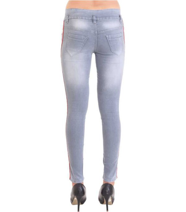 Side Stripe Skinny Women Grey Jeans - Image 4