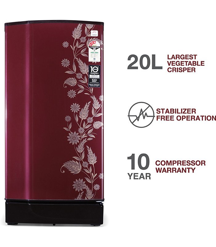 Godrej 190 L Direct Cool Single Door 3 Star Refrigerator with Intelligent Inverter Compressor  (Scarlet Dremin, RD 1903 PTI 33 DR WN) - Image 2