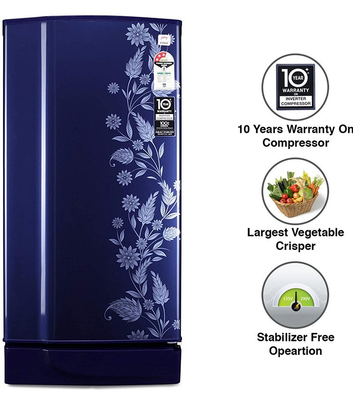 Godrej 190 L Direct Cool Single Door 3 Star Refrigerator with Intelligent Inverter Compressor  (Royal Dermin, RD 1903 PTI 33 DR BL) - Image 5
