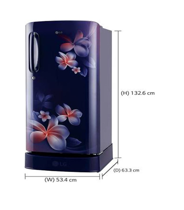 LG 190 L Direct Cool Single Door 4 Star Refrigerator with Base Drawer  (Blue Plumeria, GL-D201ABPY) - Image 5
