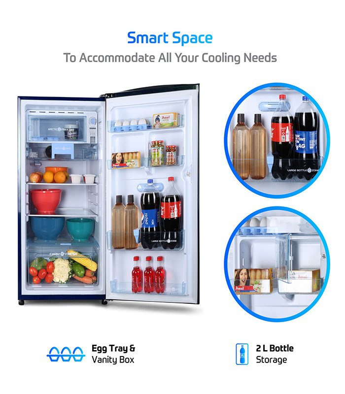 MarQ by Flipkart 190 L Direct Cool Single Door 4 Star Refrigerator  (Bliss Blue, 190DD5SMQBP-HDA) - Image 3