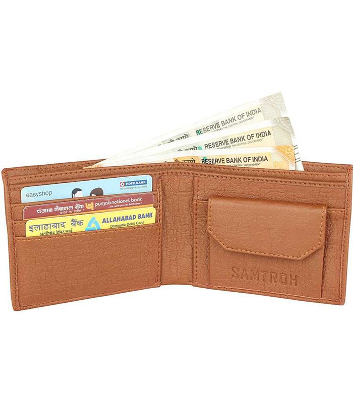 Men Tan Artificial Leather Money Clip (6 Card Slots) - Image 2