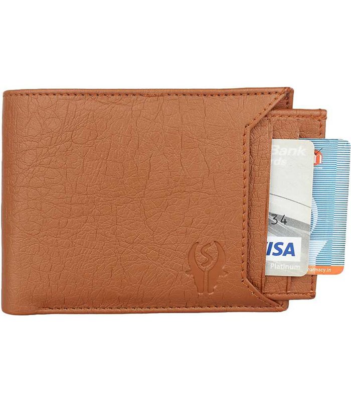 Men Tan Artificial Leather Money Clip (6 Card Slots) - Image 4
