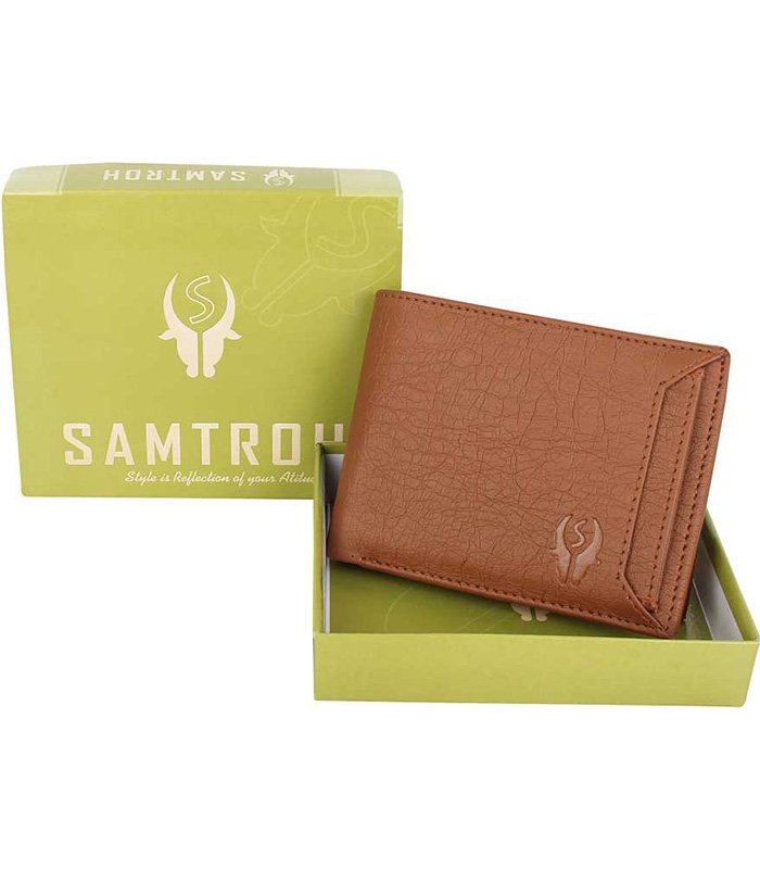 Men Tan Artificial Leather Money Clip (6 Card Slots) - Image 5