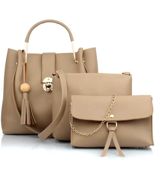 SHOPANGEL Women Beige Hand-held Bag (Pack of 3)