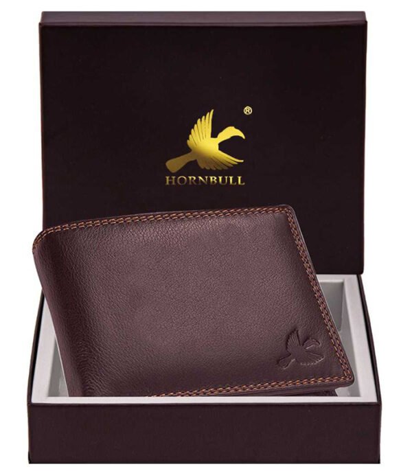 Men Casual Brown Genuine Leather Wallet  (7 Card Slots)