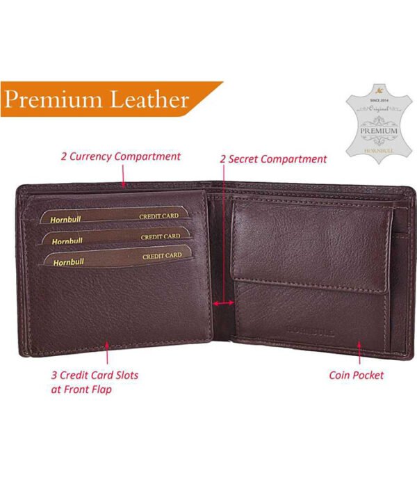 Men Casual Brown Genuine Leather Wallet  (7 Card Slots) - Image 3