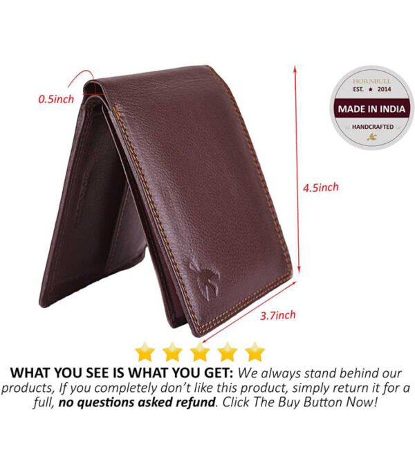 Men Casual Brown Genuine Leather Wallet  (7 Card Slots) - Image 6