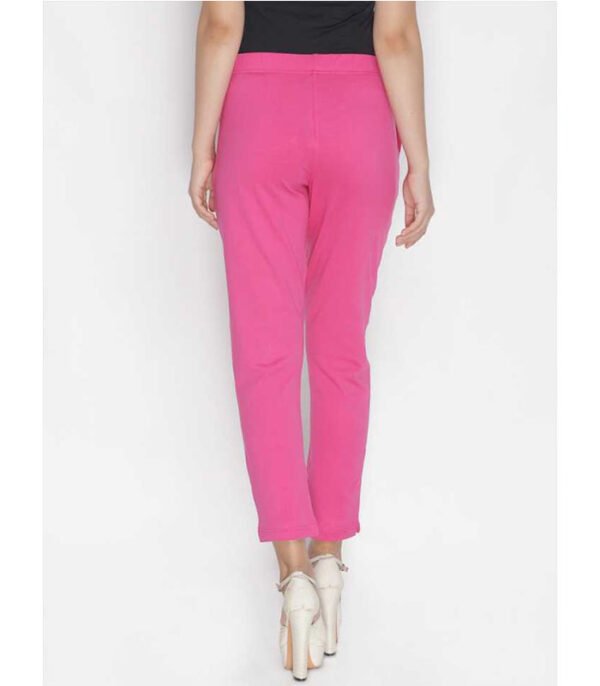 Slim Fit Women Pink Cotton Lycra Blend Trousers - Image 5