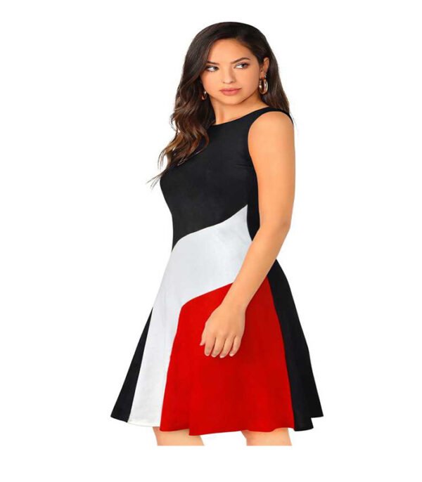 Miss Women Skater Black, White, Red Dress - Image 3