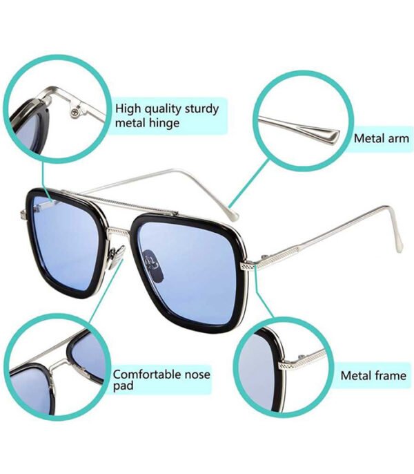 UV Protection, Gradient Rectangular Sunglasses (Free Size)  (Blue) - Image 5