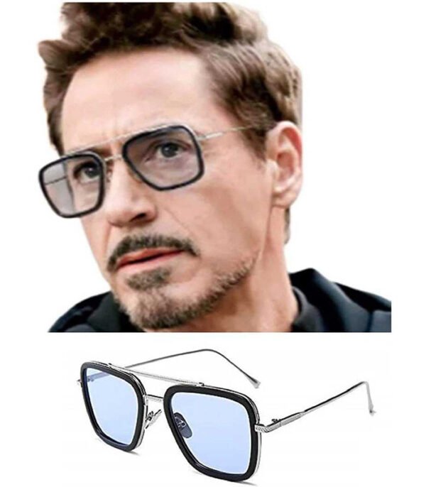 UV Protection, Gradient Rectangular Sunglasses (Free Size)  (Blue) - Image 6