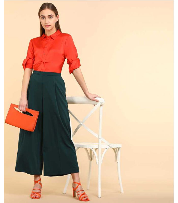 Regular Fit Women Grey Polyester Viscose Blend Trousers - Image 2